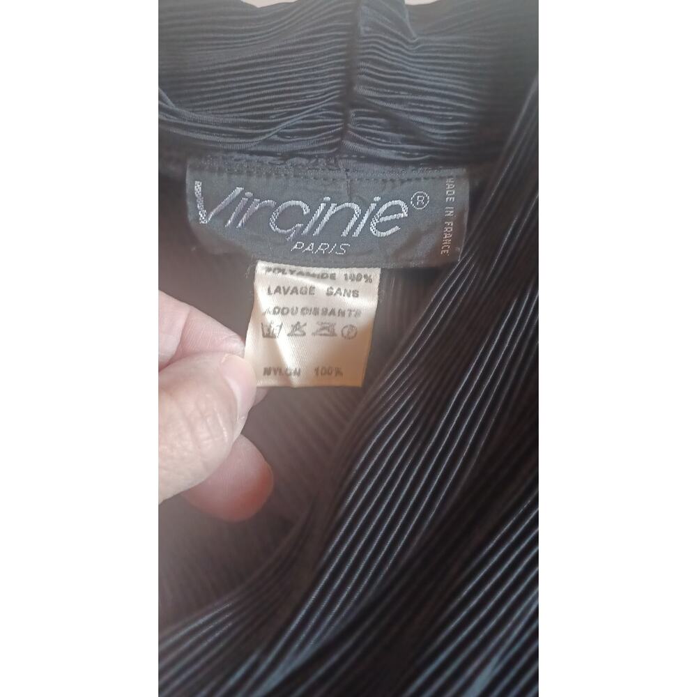 VTG Virginie Paris Pleated Blouse Yellow Black Art Deco Made in France Size XL - Picture 5 of 7
